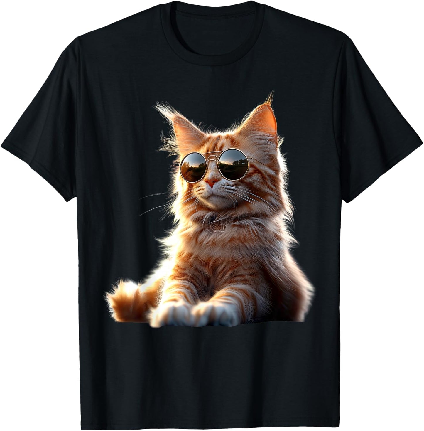 Maine Coon Katze mit Sonnenbrille Süße Maine-Coon Katzen T-Shirt - T-Shirt | Black