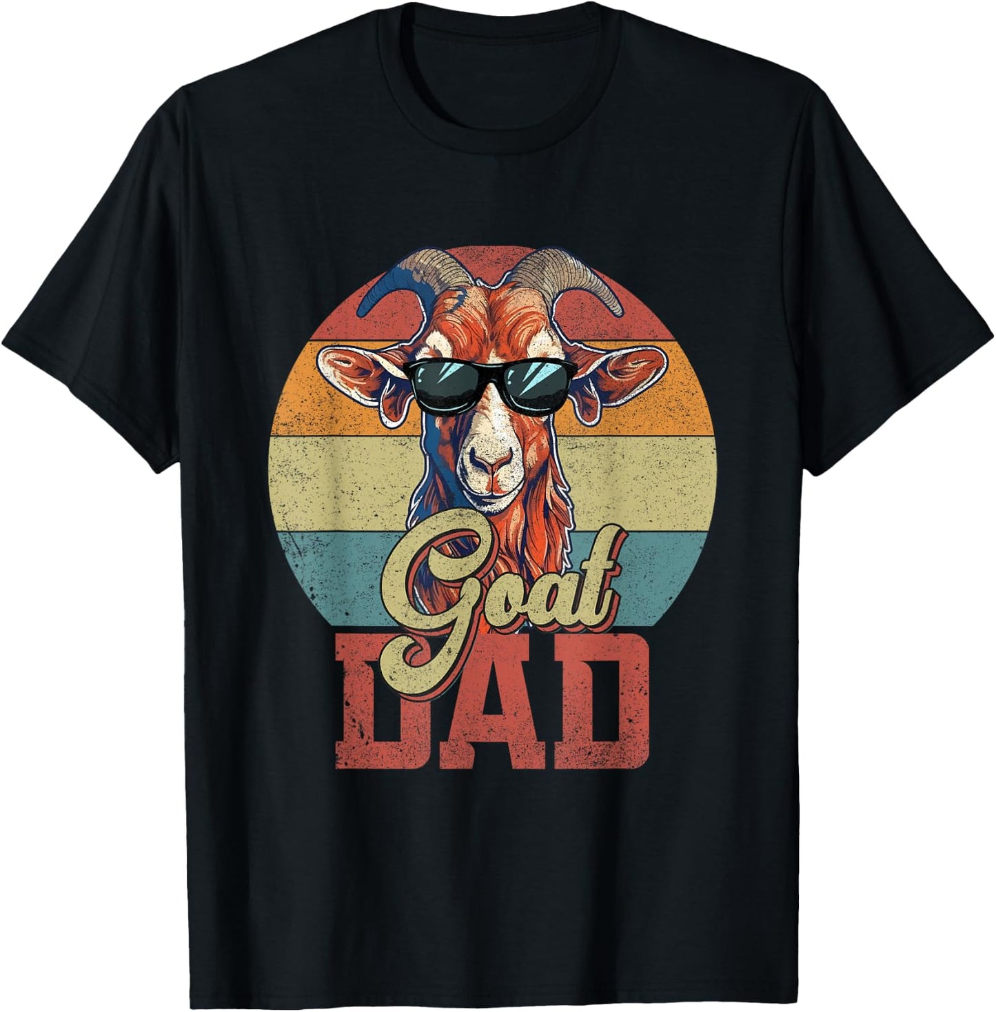 Vintage Retro Goat Dad Best Goat Daddy Funny Fathers Day T-Shirt - T-Shirt | Black