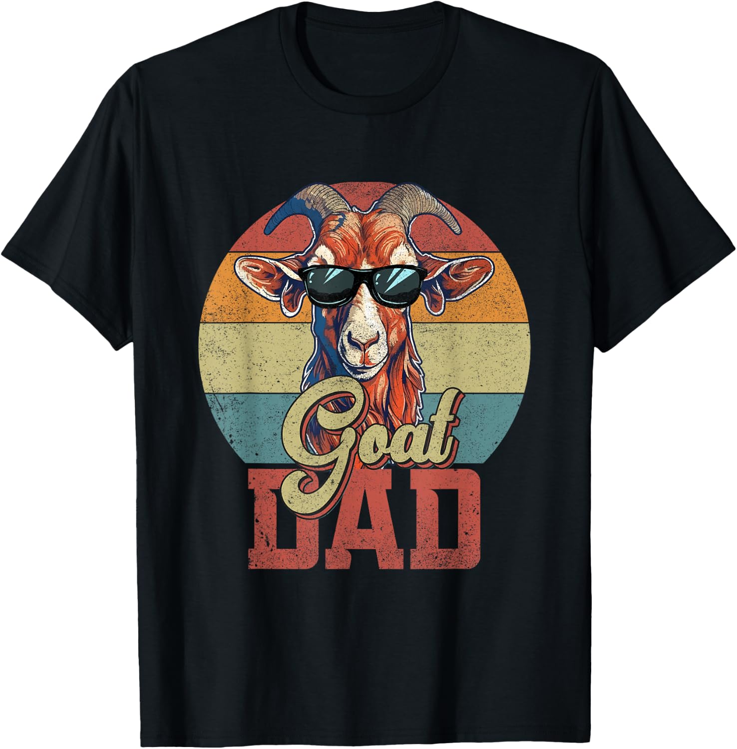 Vintage Retro Goat Dad Best Goat Daddy Funny Fathers Day T-Shirt - T-Shirt | Black