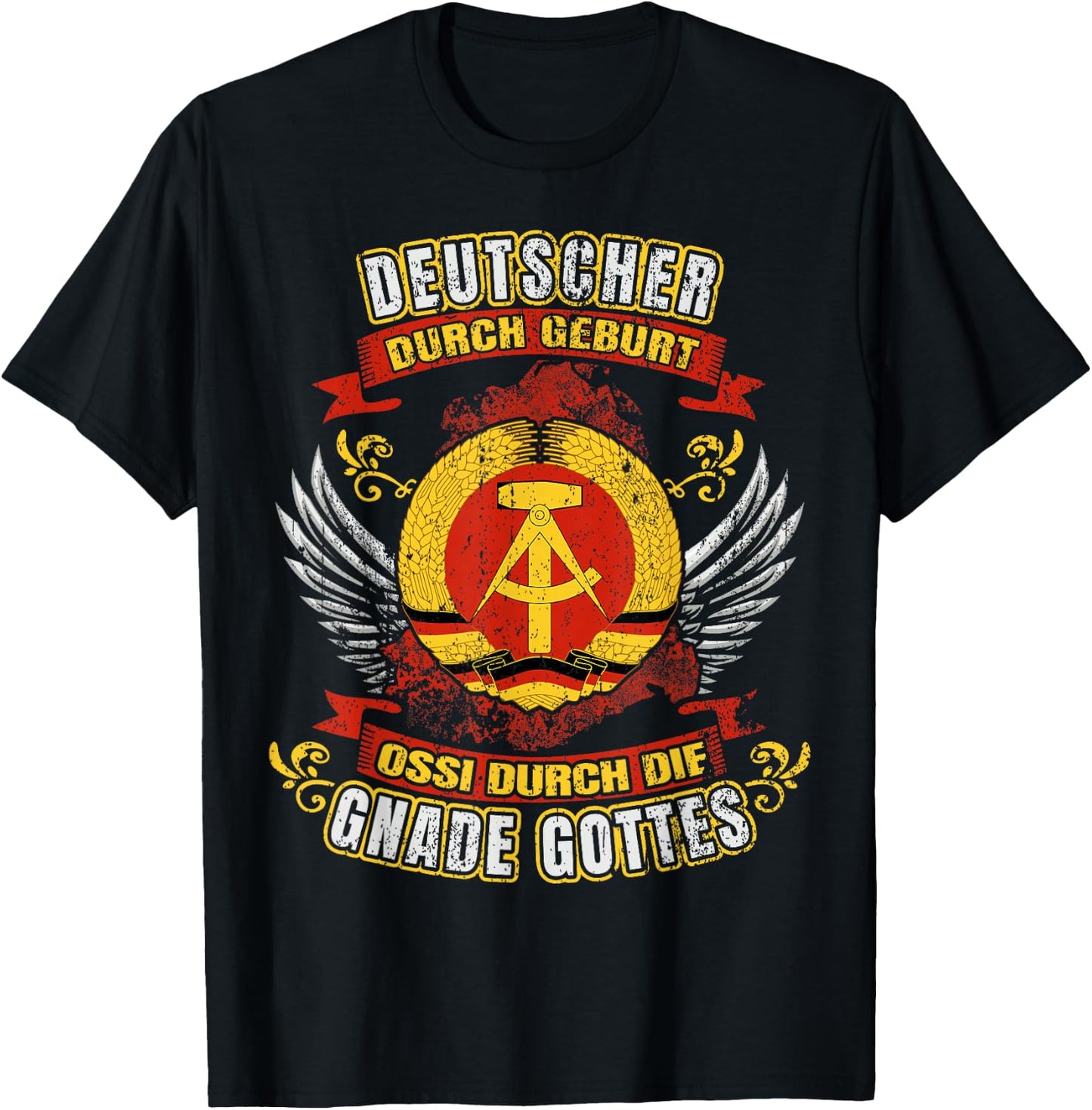 Deutscher durch Geburt Ossi durch die Gnade Gottes DDR T-Shirt - T-Shirt | Black