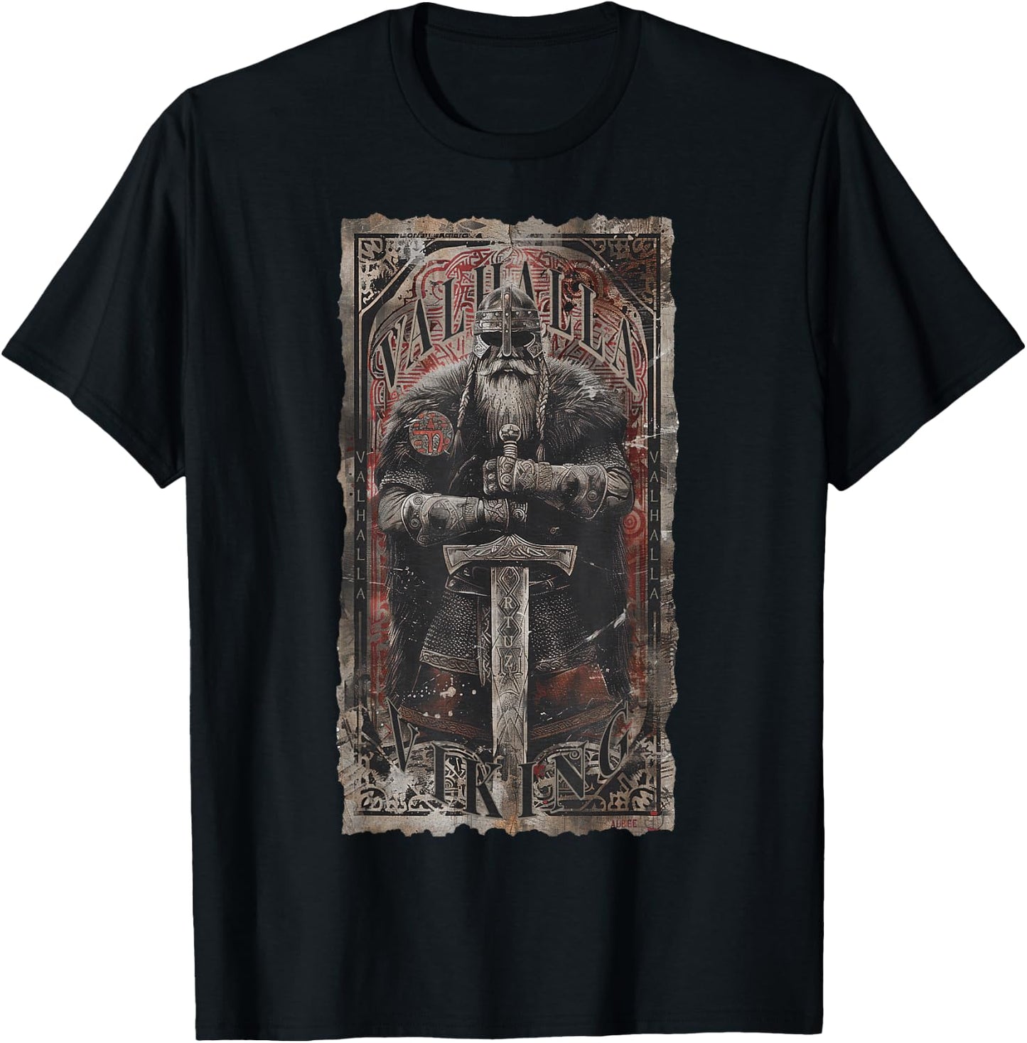 Valhalla Odin Thor Runes Viking Helmet Warrior Viking T-Shirt - T-Shirt | Black