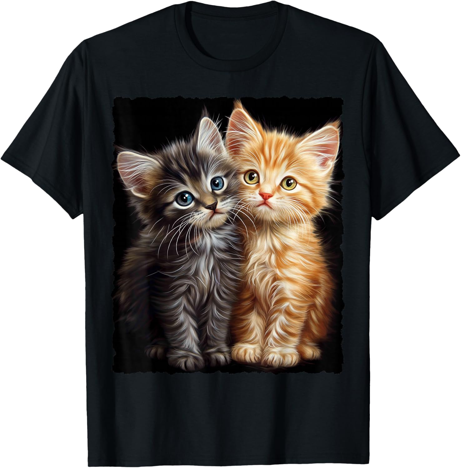 Cute Magic Cat Kitten Fantasy Art , black T-Shirt - T-Shirt | Black