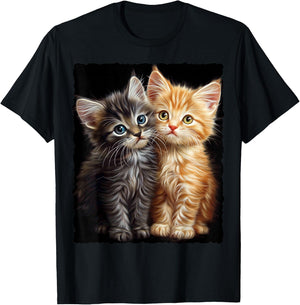 Cute Magic Cat Kitten Fantasy Art , black T-Shirt - T-Shirt | Black