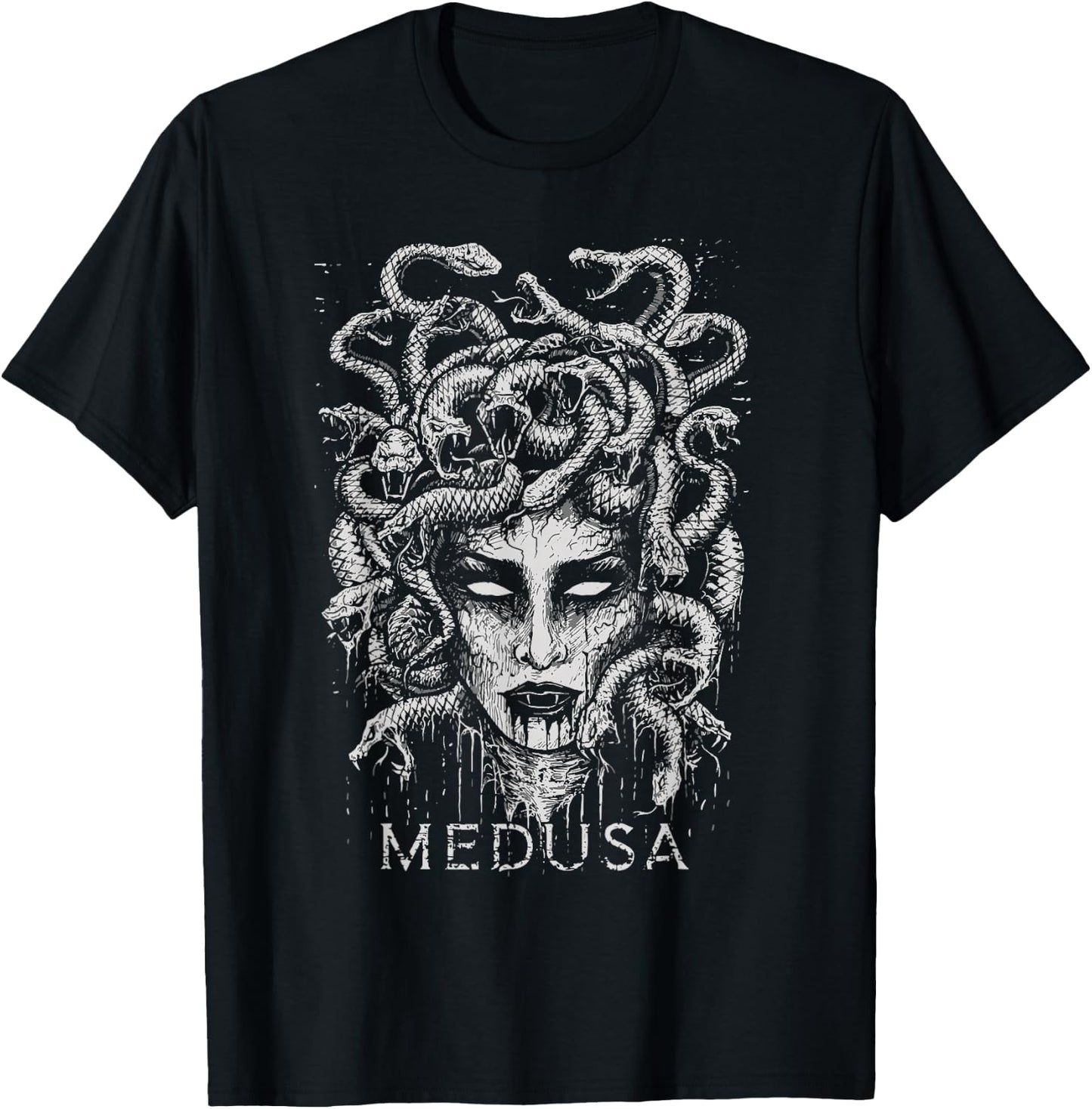 The Female Gaze Medusa Distressed Band | Goddess World Tour T-Shirt - T-Shirt | Black