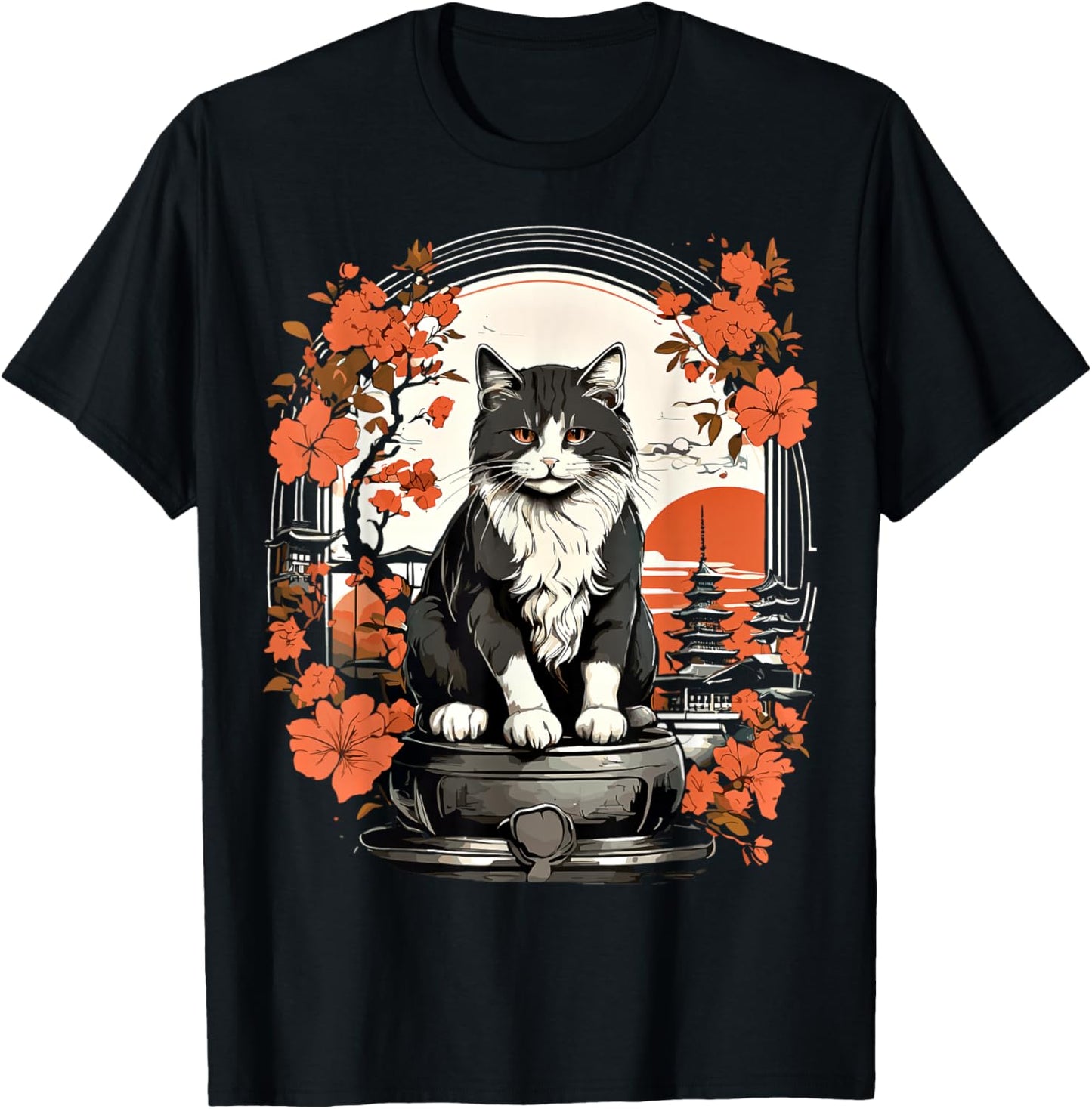 Japanische Katze, ästhetisch, Herren, Damen, Kinder, japanischer Stil T-Shirt - T-Shirt | Black