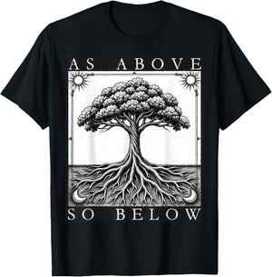 Wie oben, so unten, Baum des Lebens, Sonne, Mond, mystisches Gothic-Tarot T-Shirt - T-Shirt | Black