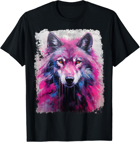 A Wolf Graphic Pink T-Shirt - T-Shirt | Black