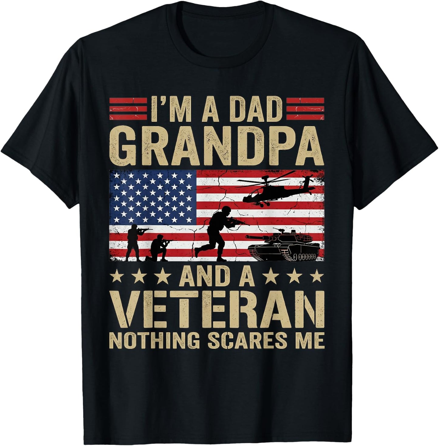 I'm A Dad Grandpa and Veteran Funny Dad Grandpa Veteran T-Shirt - T-Shirt | Black