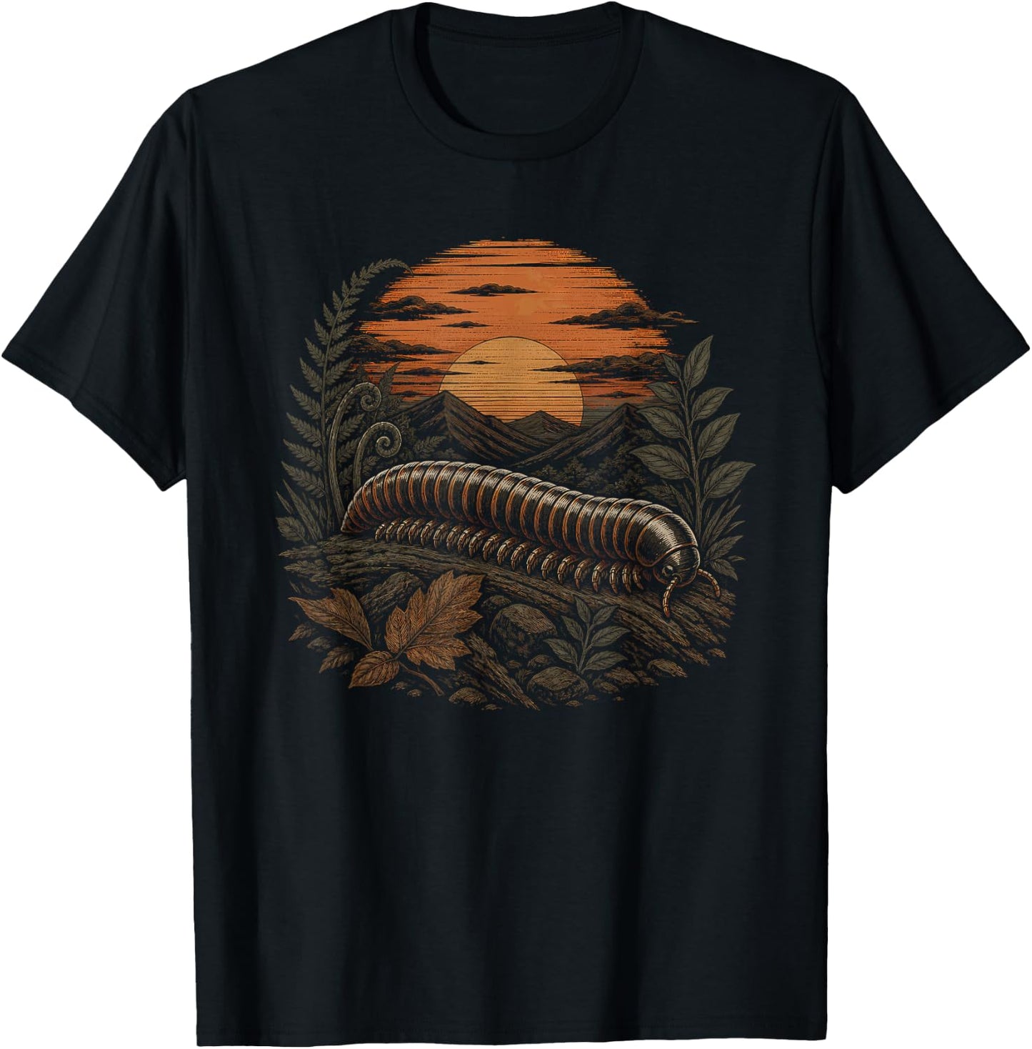 Retro Millipede Graphic Artwork Design T-Shirt - T-Shirt | Black