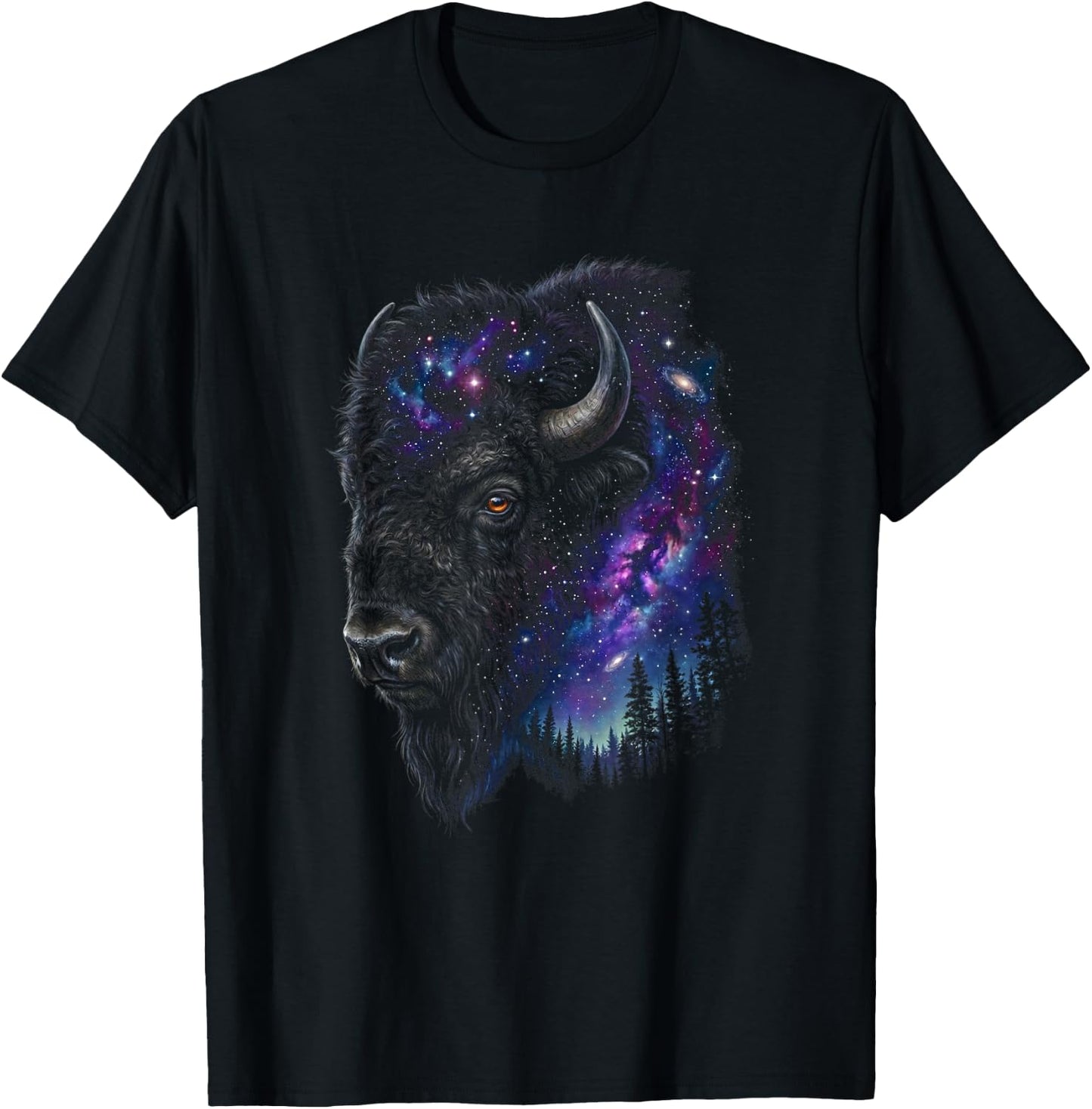 Galaxy Bison Buffalo T-Shirt - T-Shirt | Black