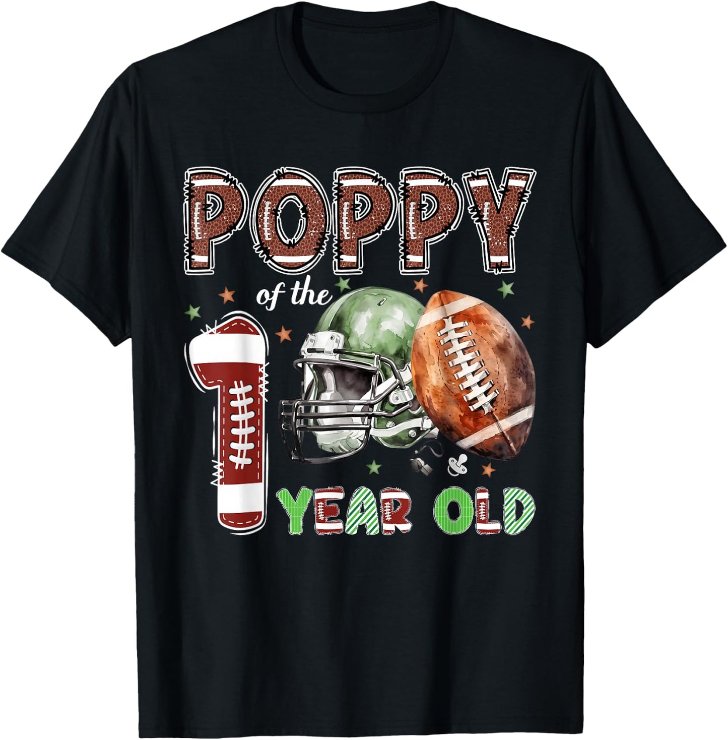 Poppy of The 1 Year Old Football Lover 1st Birthday Boy T-Shirt - T-Shirt | Black
