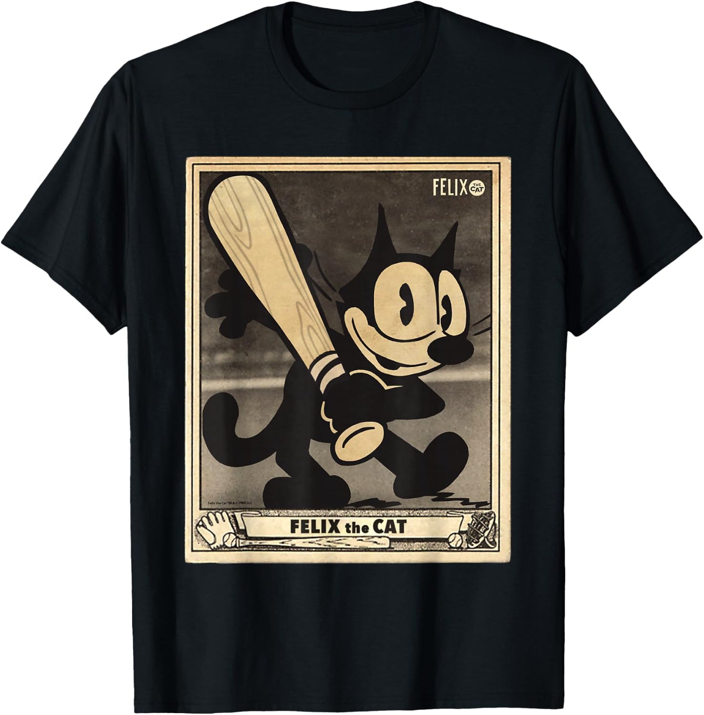 Felix The Cat Vintage Baseball Card Americana T-Shirt - T-Shirt | Black
