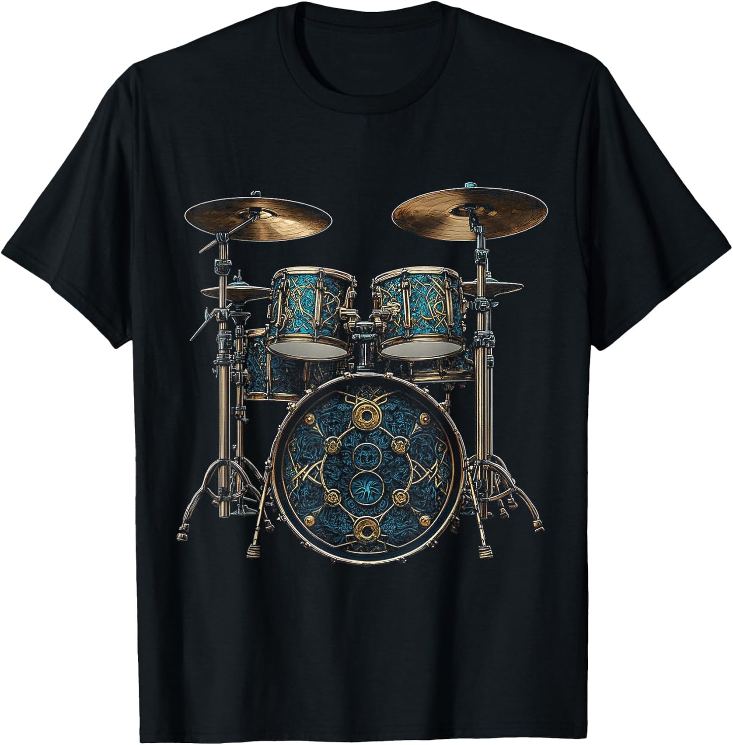 Drumset Music Instrument Motif Artwork Drumset T-Shirt - T-Shirt | Black
