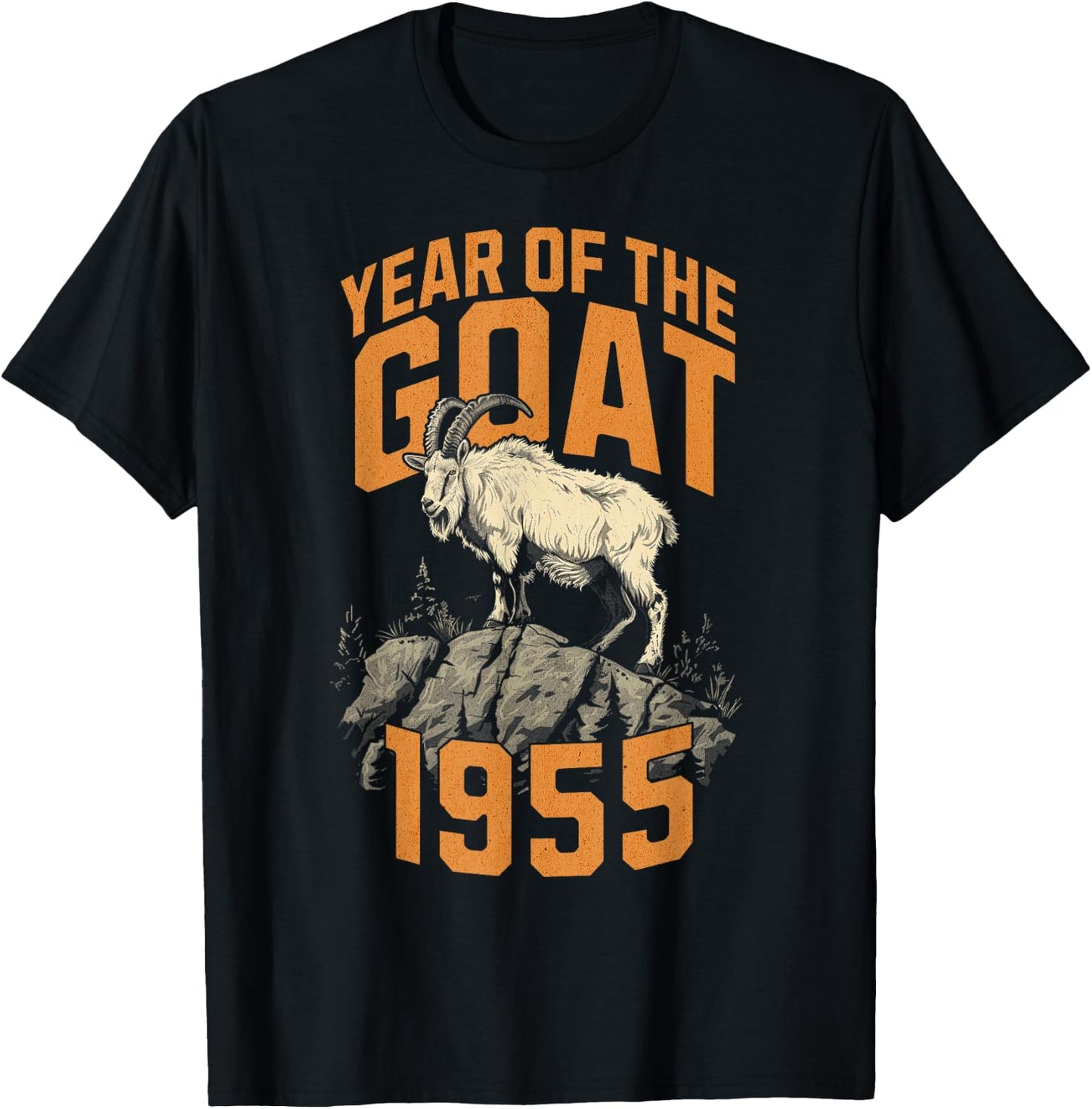 Born in 1955 Year of the Goat Chinese Zodiac Sign T-Shirt - T-Shirt | Black