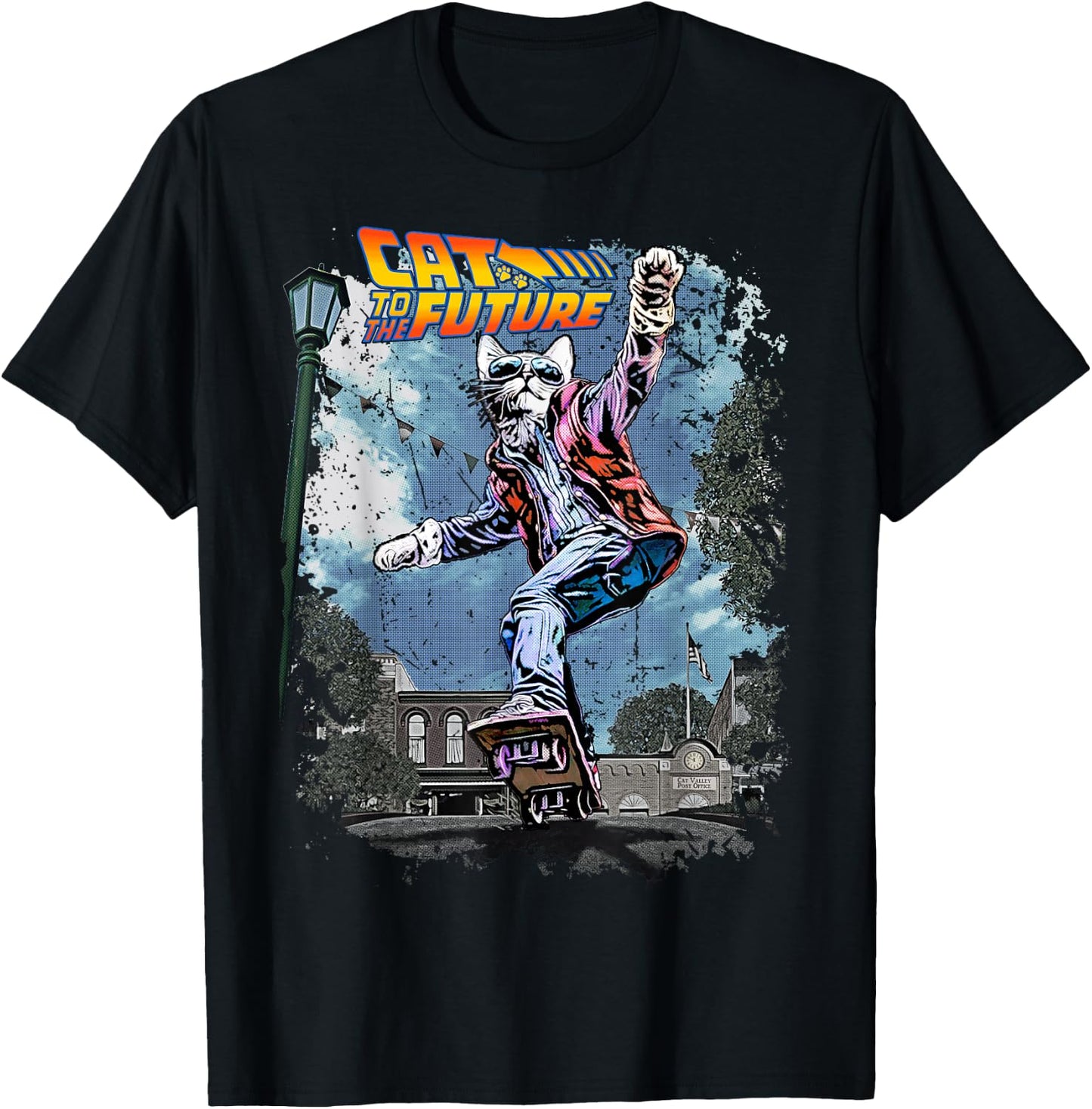 Vincent Hie Movie Parody Cat To The Future Pet Lovers X Back T-Shirt - T-Shirt | Black