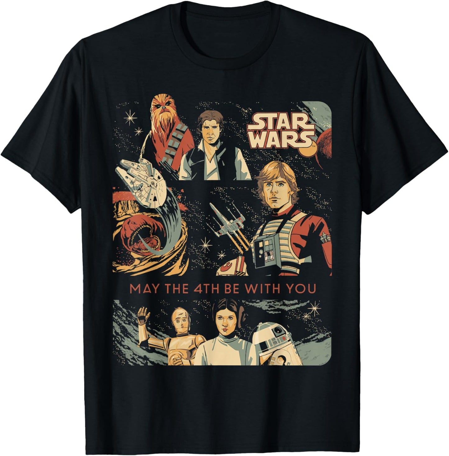 Star Wars May The 4th Be with You Classic Vintage Art T-Shirt - T-Shirt | Black