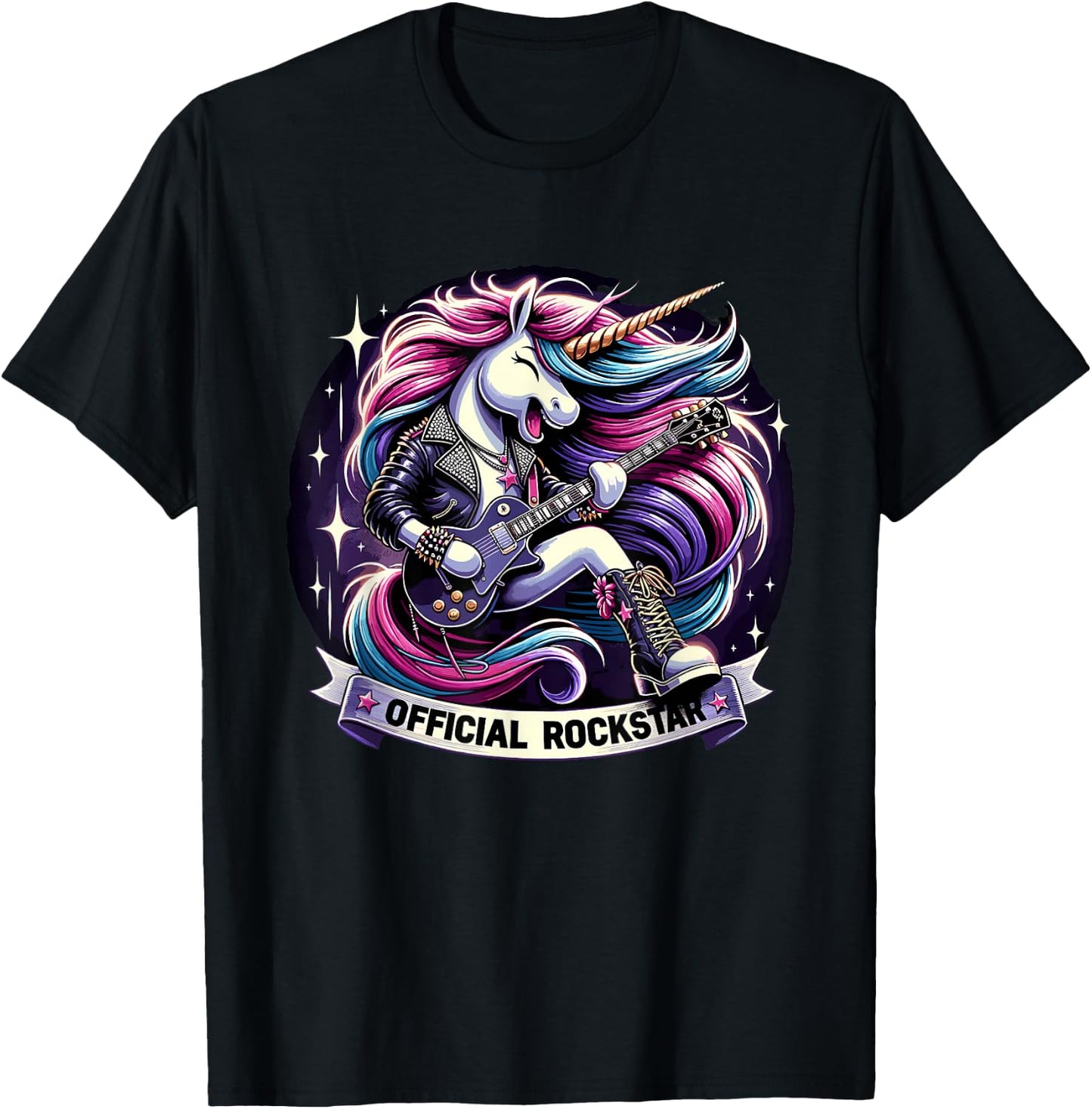 Funny Unicorn E-Guitar Rockstar Band official rockstar T-Shirt - T-Shirt | Black