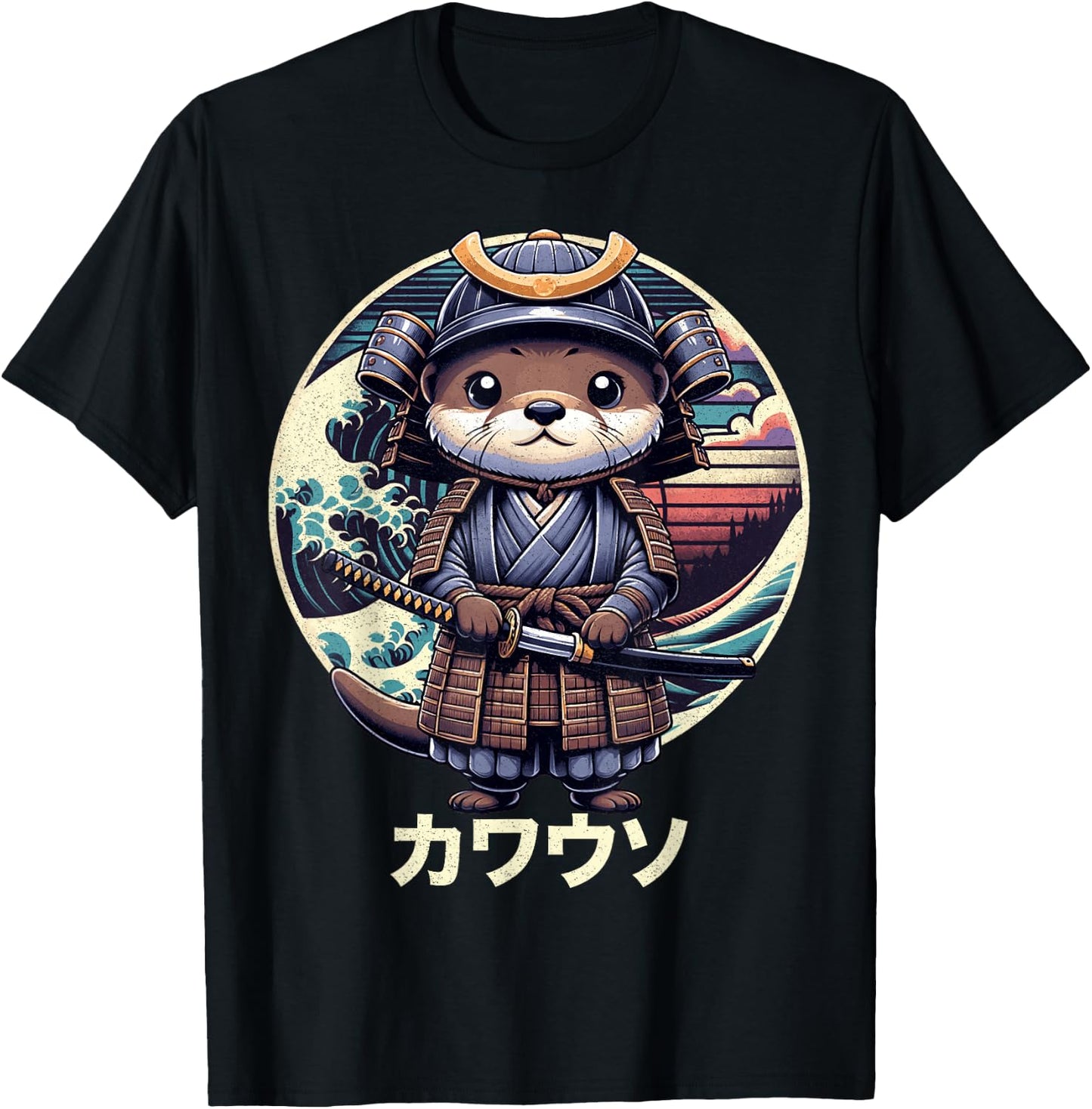 Cool Samurai Otter For Boys Girls Ninja Sea Otter Lover T-Shirt - T-Shirt | Black