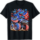 T Rex 4th of July Dinosaur American Flag USA Patriotic T-Shirt - T-Shirt | Black