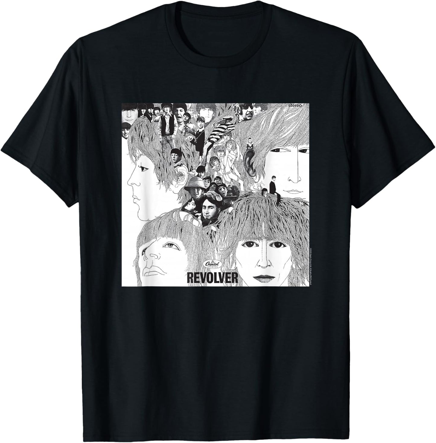 The Beatles - Revolver Albumcover Schwarz Erwachsene Small Retro Halbarm Crew-Ausschnitt Klassisch Musik Beatles Fans, Musikliebhaber, Alle Altersgruppen T-Shirt - T-Shirt | Black