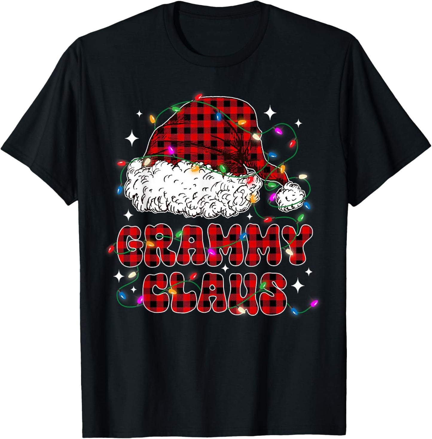 Grammy Claus Shirt Christmas Lights Pajama Family Matching T-Shirt - T-Shirt | Black