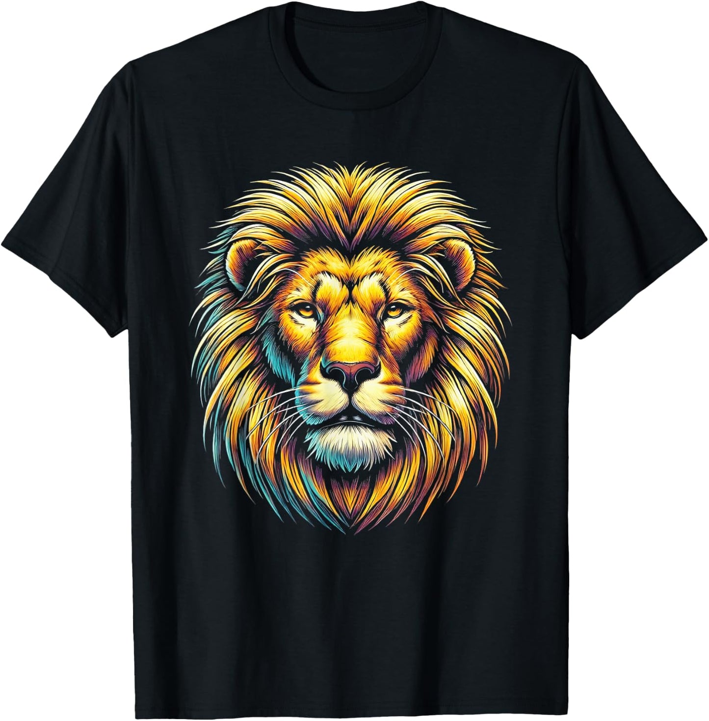 Gift Lion Lovers Men Women Kids Calm Relaxed Lion Face T-Shirt - T-Shirt | Black