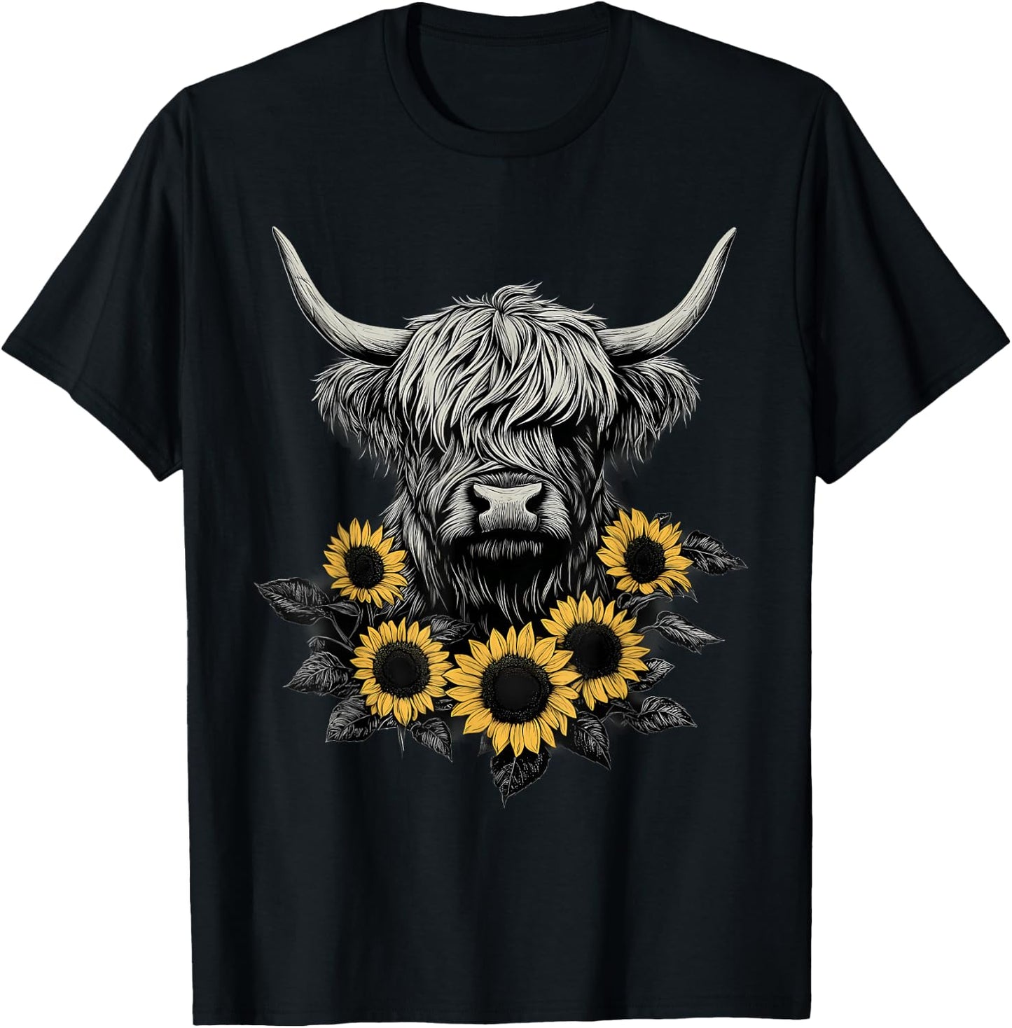 Scottish Highland Cow Cattle Scottish Highlander Hairy Cow T-Shirt - T-Shirt | Black