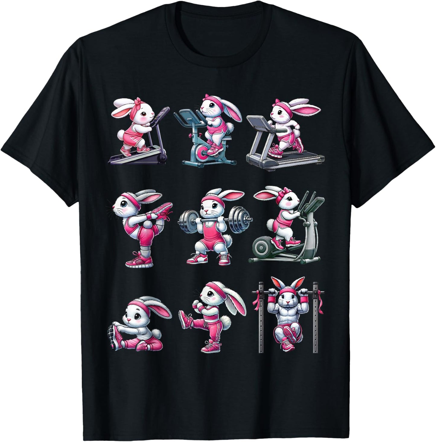 Easter Bunny Fitness Collection Gym Workout Weightlifting T-Shirt - T-Shirt | Black