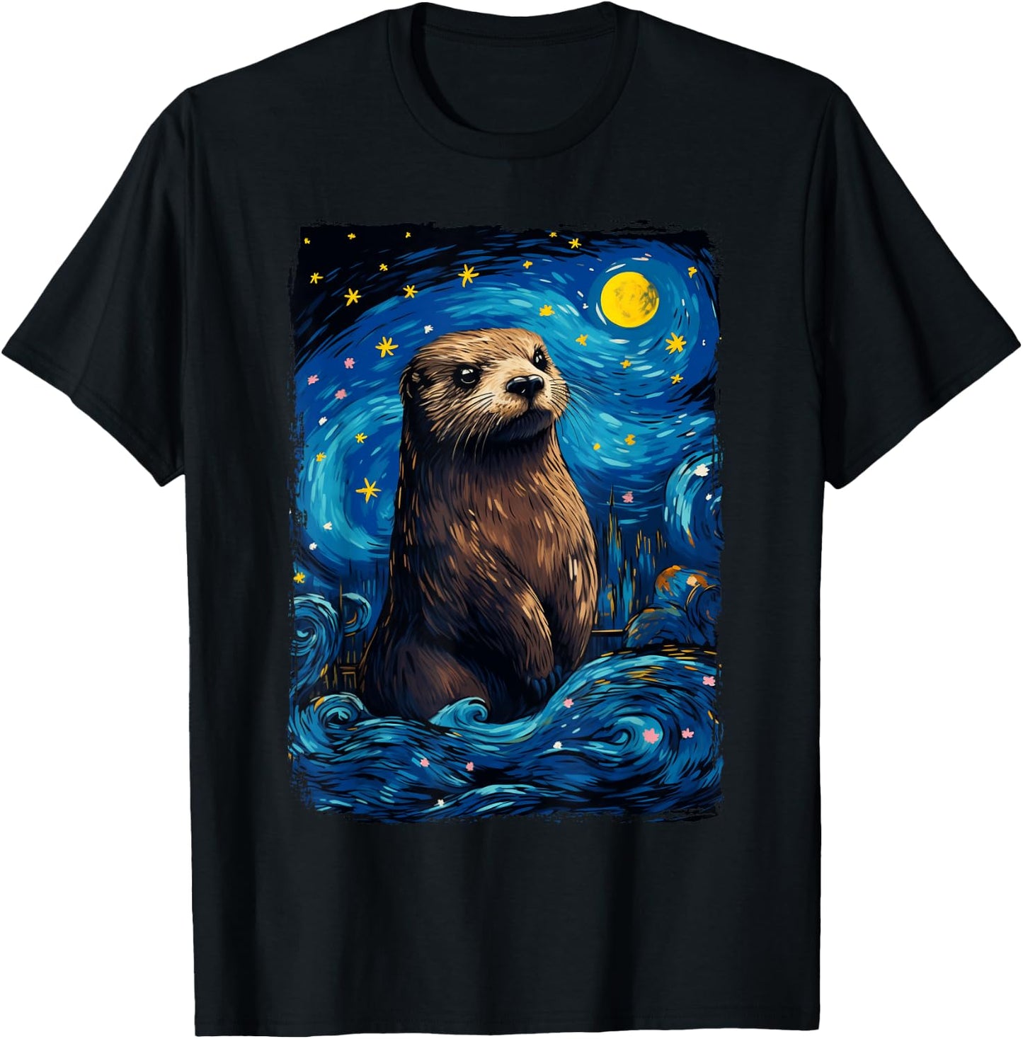 Otter Starry Night T-Shirt - T-Shirt | Black