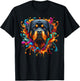Cute Rottweiler in Colourful Paint Splashes T-Shirt - T-Shirt | Black