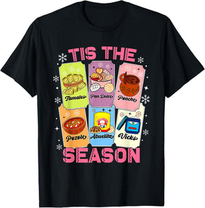 Tis The Season Xmas Card Mexican Christmas Pan Dulce Xmas T-Shirt - T-Shirt | Black