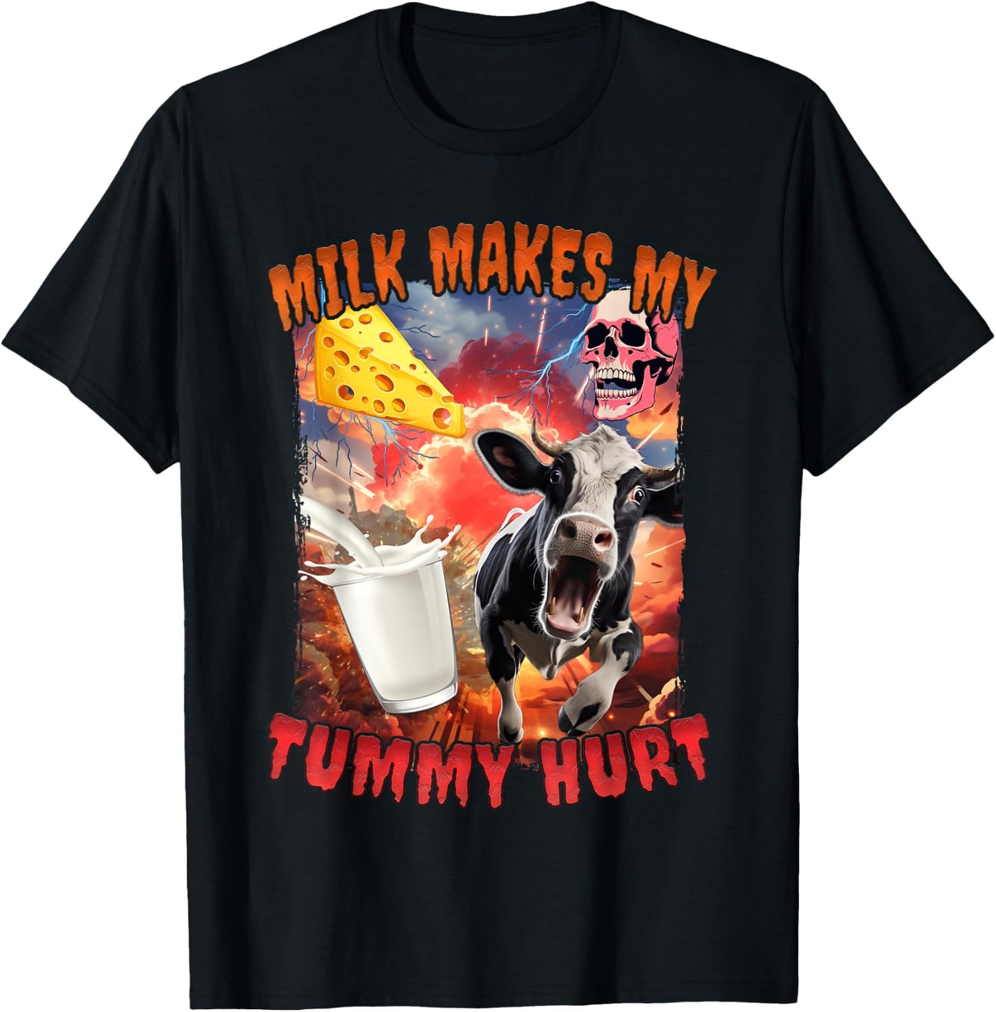 Milk Makes My Tummy Hurt T-Shirt - T-Shirt | Black