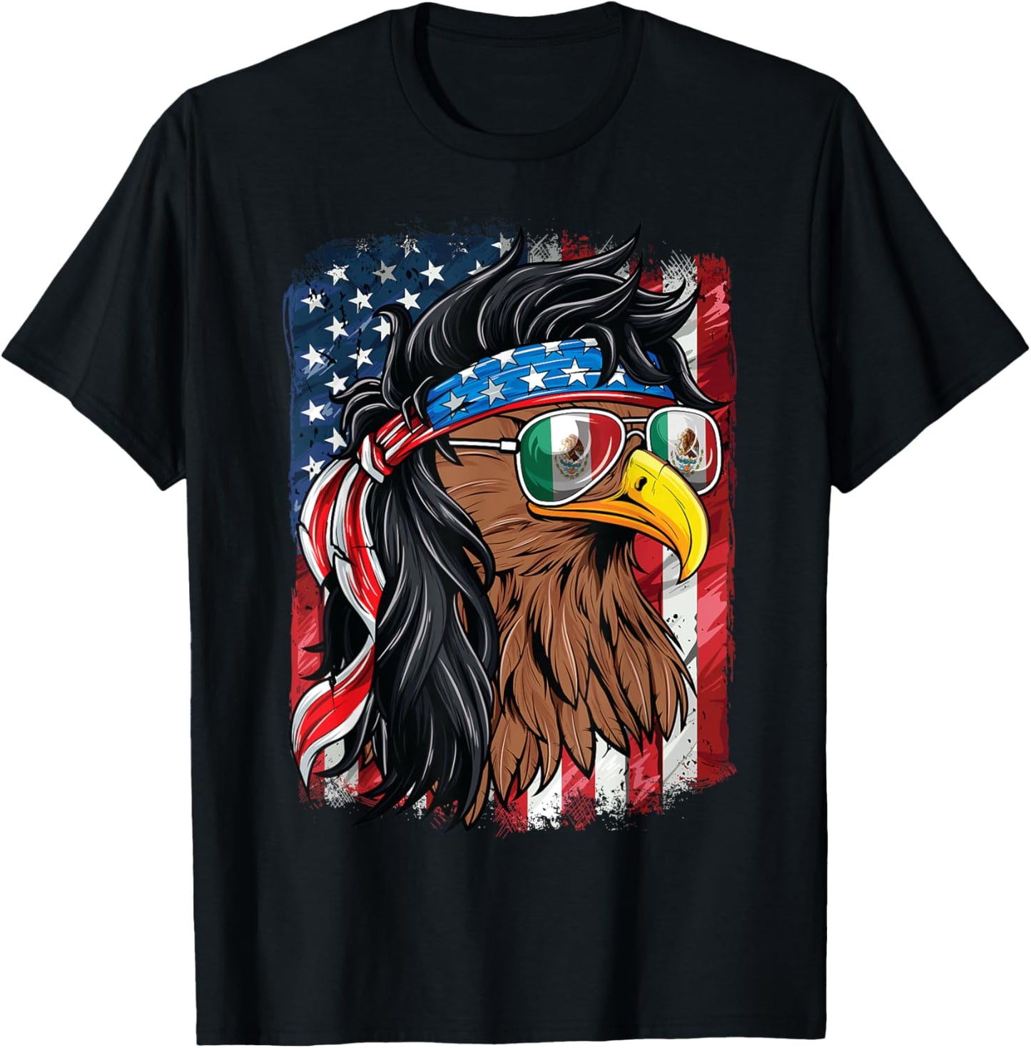 Mexican American Shirt USA Mexican Eagle 4th of July T-Shirt - T-Shirt | Black