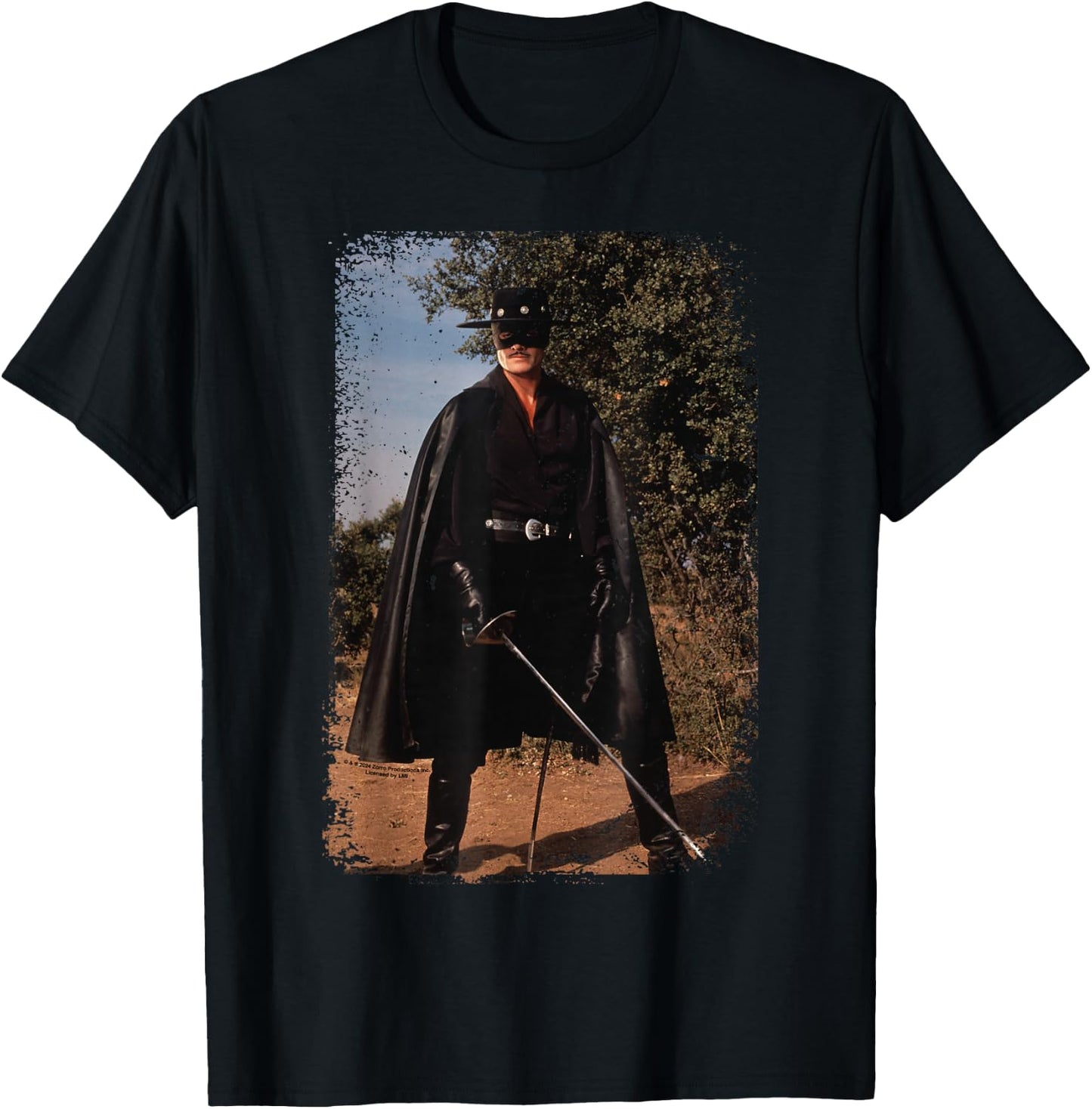 Zorro Sword Pose 1990 TV Series Distressed , Black, S T-Shirt - T-Shirt | Black
