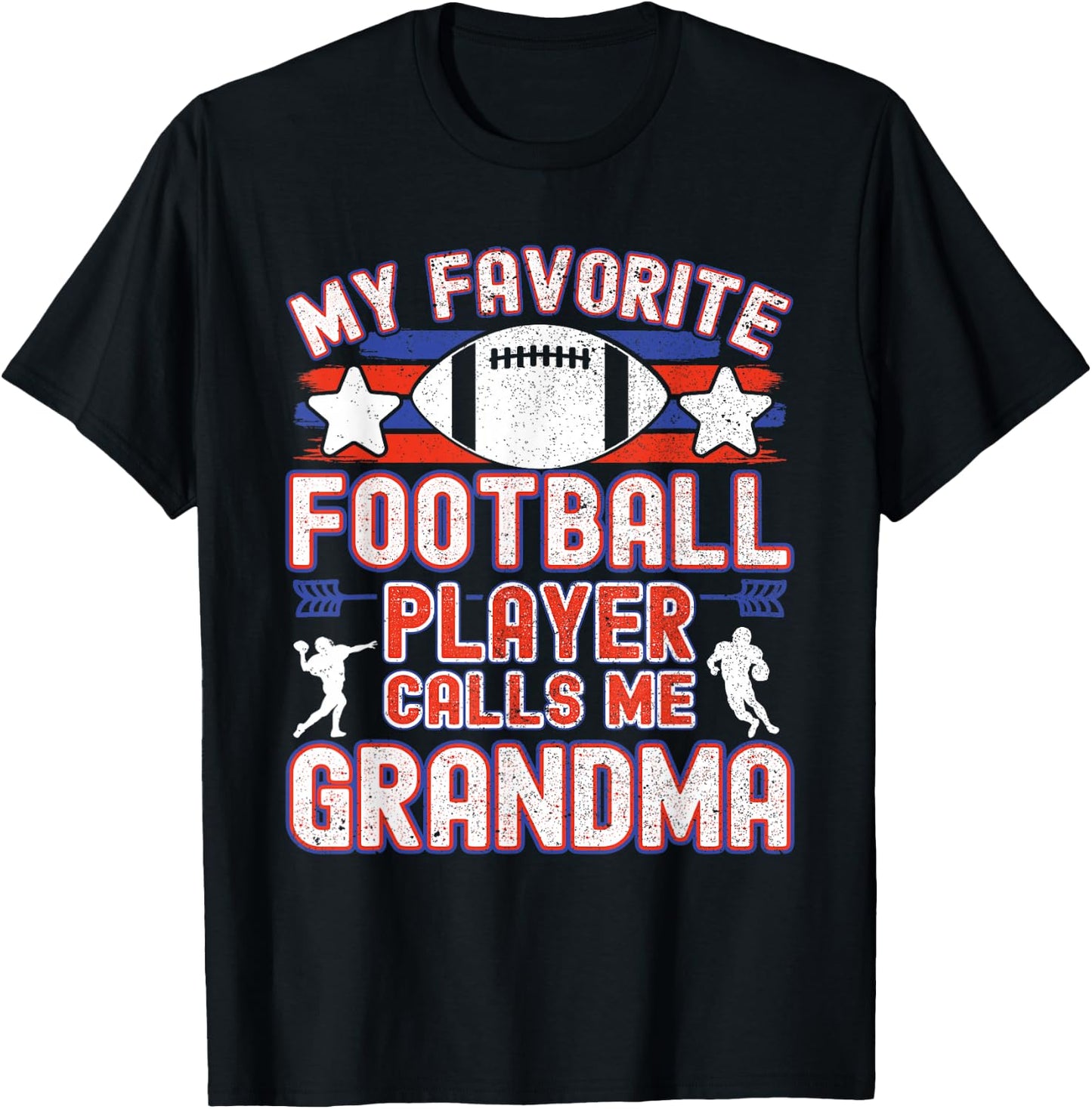 Football Grandma | Favorite Football Player Calls Me Grandma T-Shirt - T-Shirt | Black