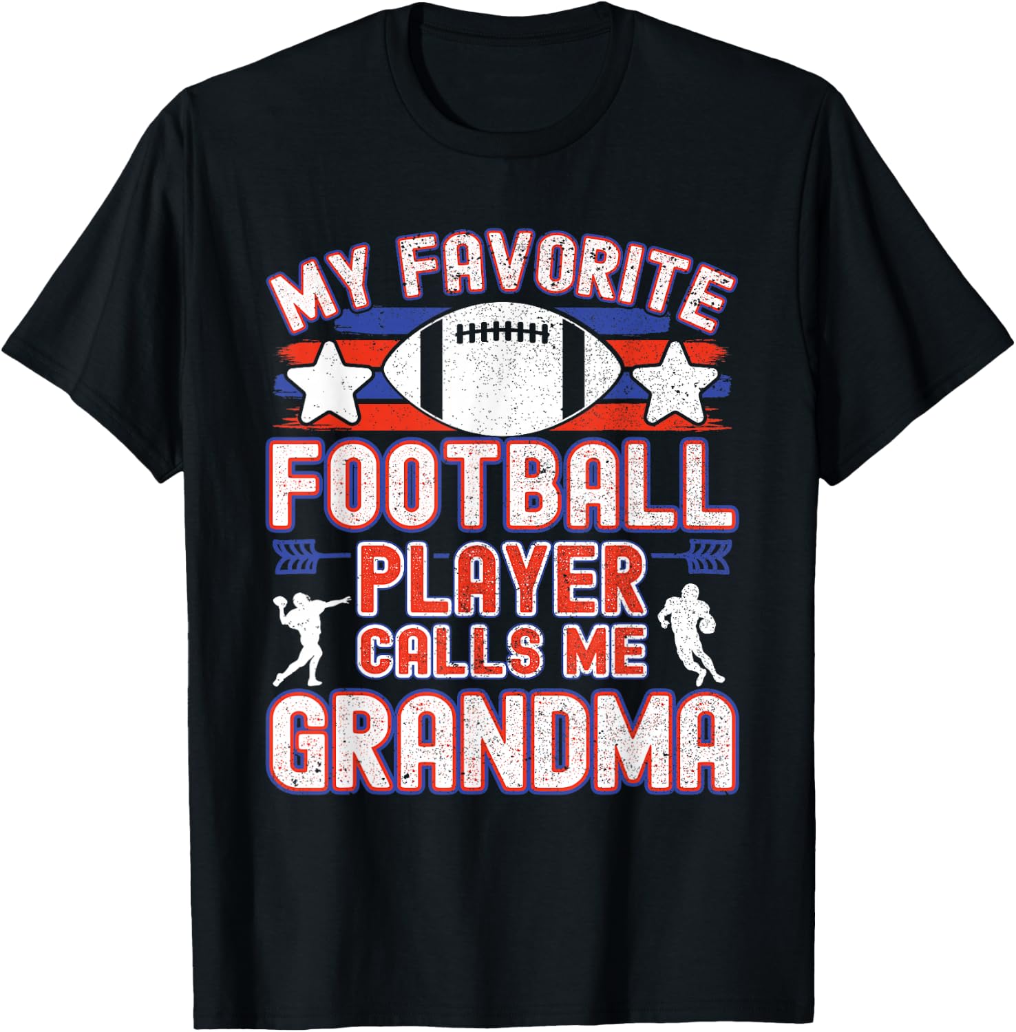 Football Grandma | Favorite Football Player Calls Me Grandma T-Shirt - T-Shirt | Black