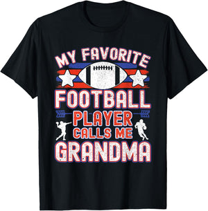 Football Grandma | Favorite Football Player Calls Me Grandma T-Shirt - T-Shirt | Black