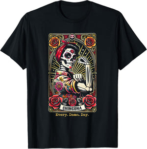 Chingona Every Damn Day Tarot Card T-Shirt - T-Shirt | Black