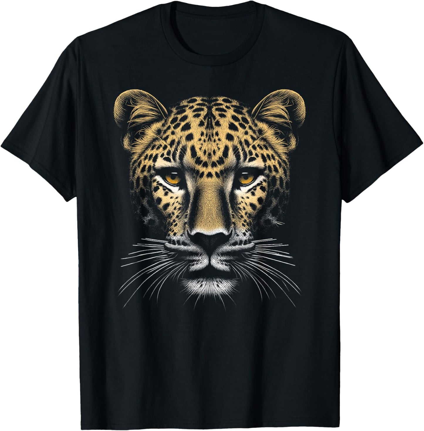 Leopard Head as Cool Portrait in Realistic Drawing Style , black T-Shirt - T-Shirt | Black