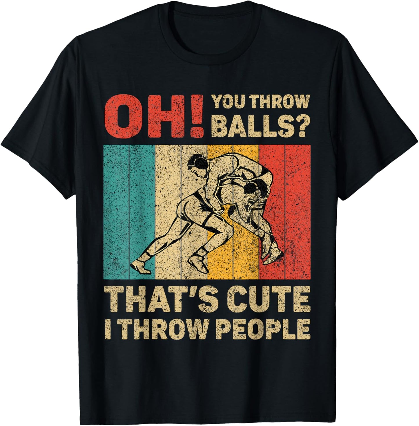 I Throw People Vintage Wrestling Wrestler T-Shirt - T-Shirt | Black
