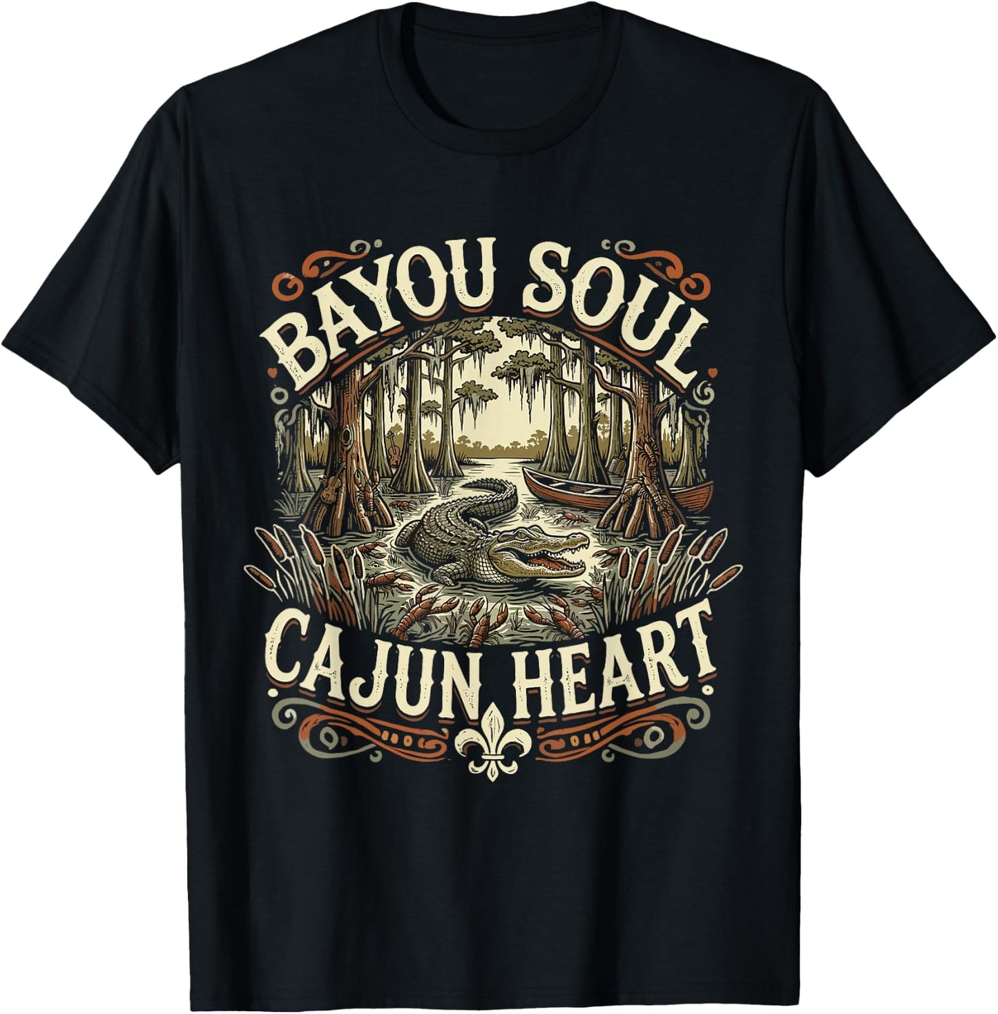 Bayou Heart Cajun Soul T-Shirt - T-Shirt | Black