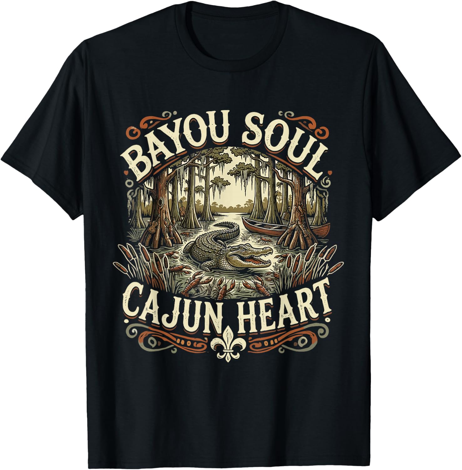 Bayou Heart Cajun Soul T-Shirt - T-Shirt | Black