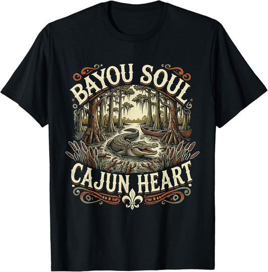 Bayou Heart Cajun Soul T-Shirt - T-Shirt | Black