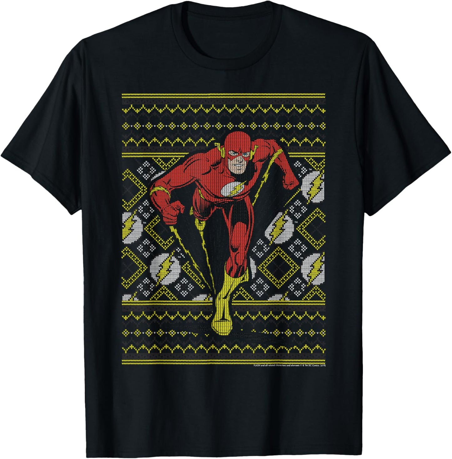 DC Comics The Flash Action Pose Christmas Sweater Style T-Shirt - T-Shirt | Black