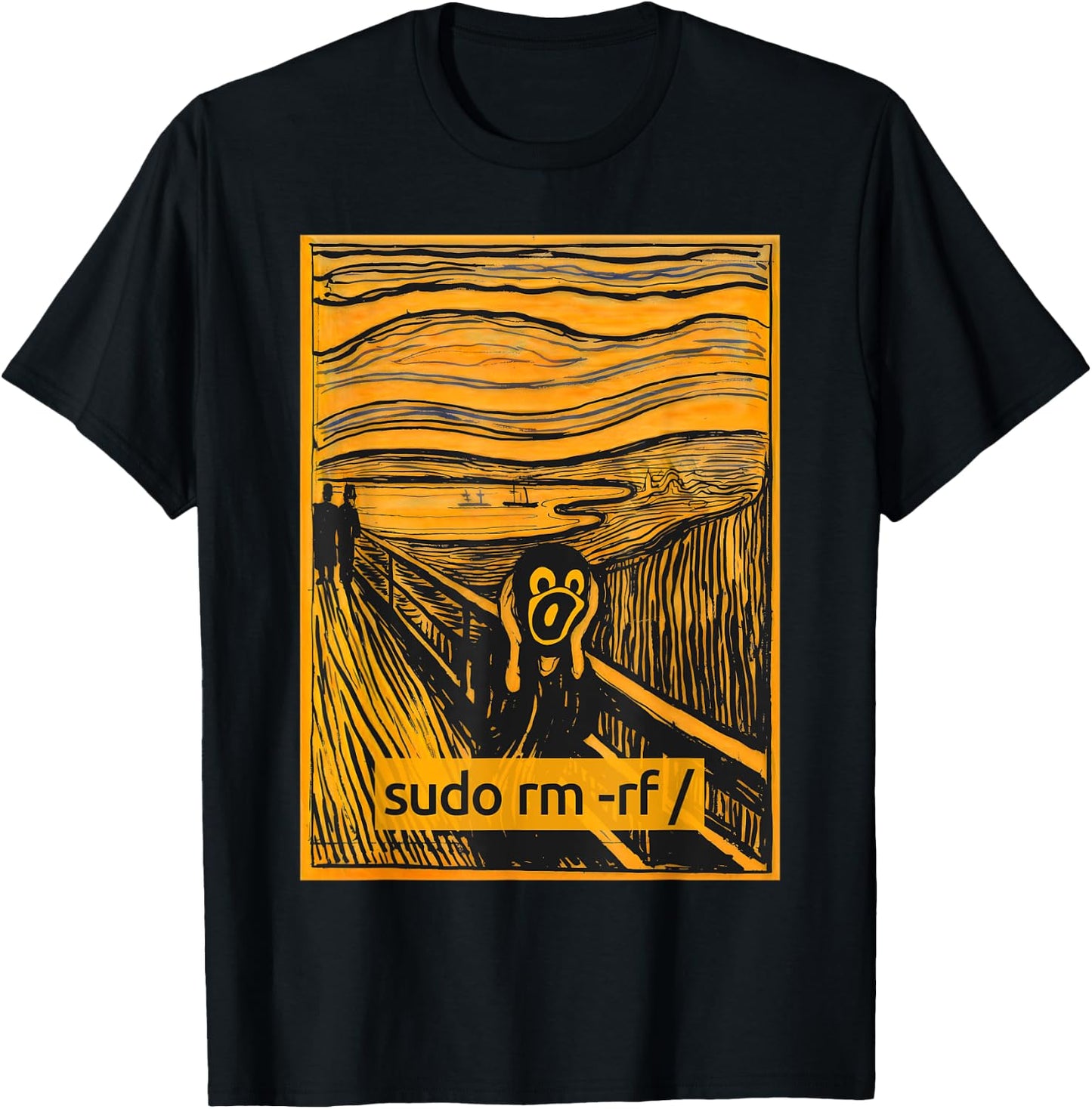 The Scream of Linux - Linux Scream Tux Opensource Tech Humor T-Shirt - T-Shirt | Black