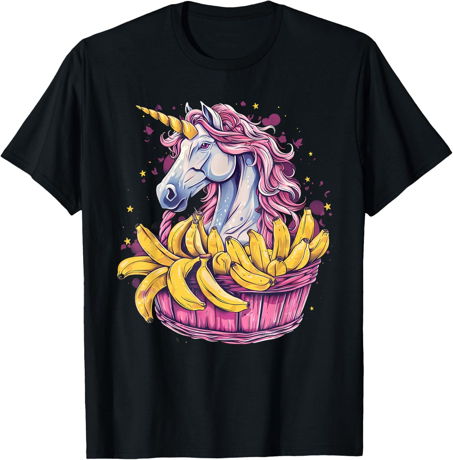 Banana Unicorn Portrait Bananas Fruit Artwork Banana Lover T-Shirt - T-Shirt | Black