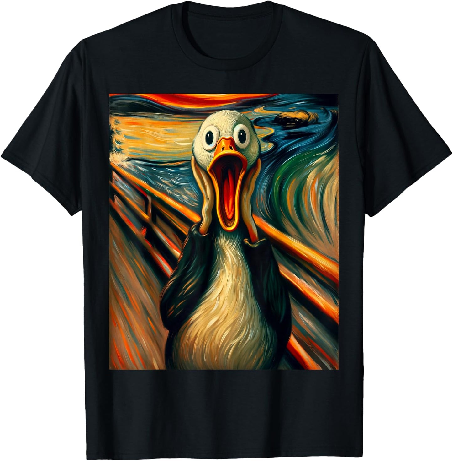 Expressionist Scream Art Funny Painting Parody Humor Duck T-Shirt - T-Shirt | Black