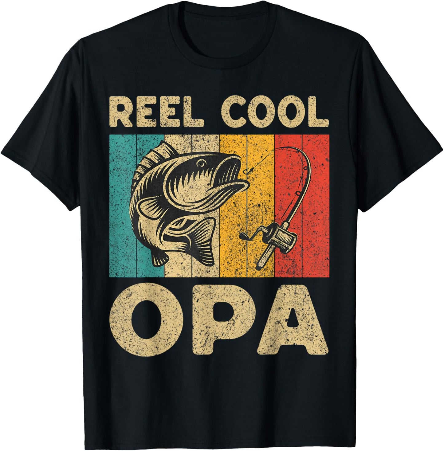 Father's Day Present Funny Fishing Reel Cool Opa T-Shirt - T-Shirt | Black