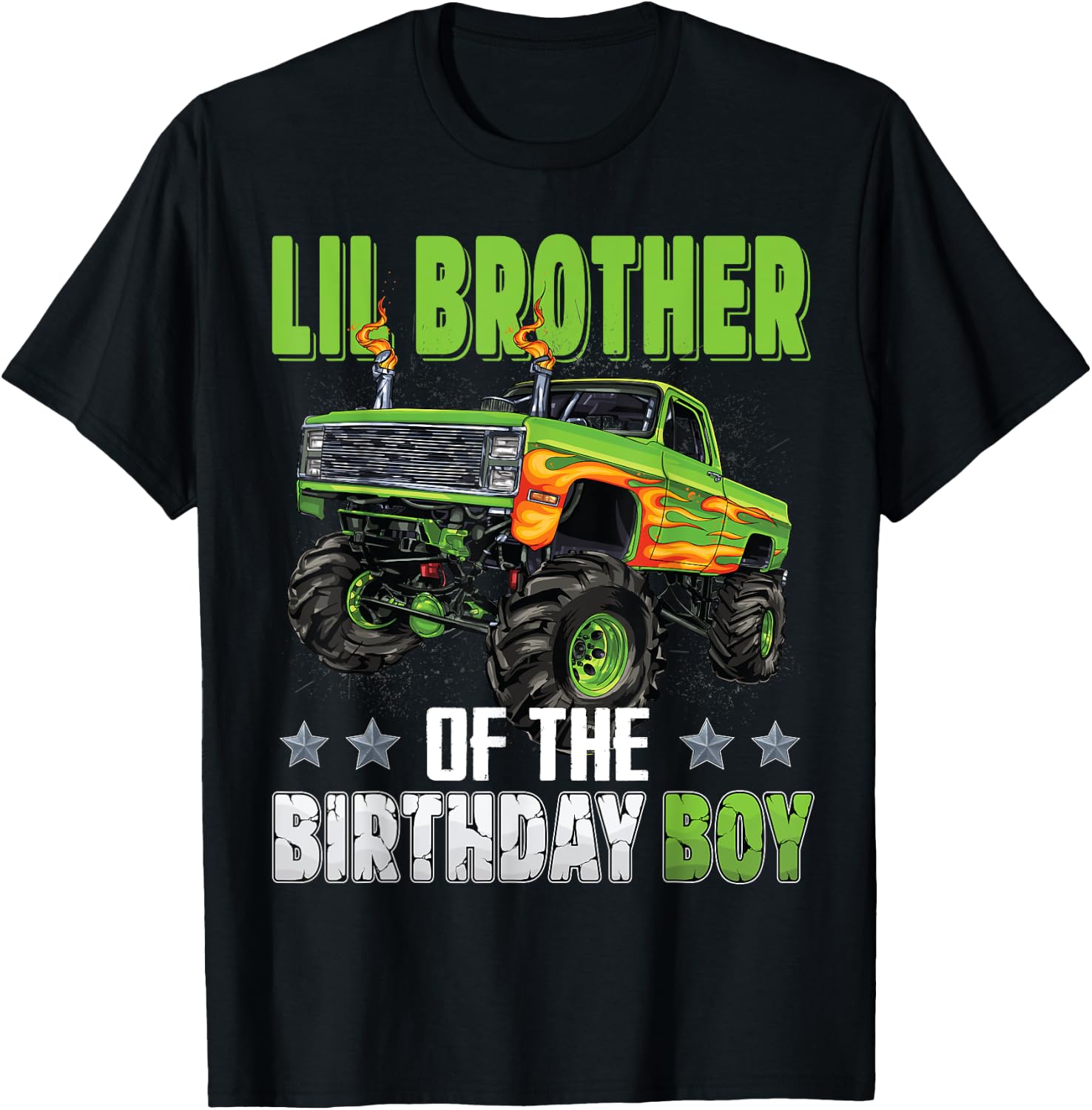 Lil Brother of Birthday Boy Monster Truck Family Matching T-Shirt - T-Shirt | Black