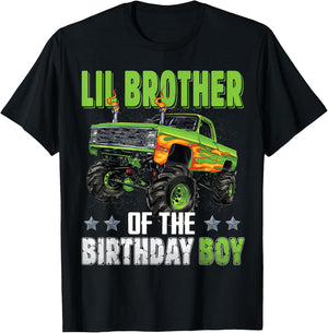 Lil Brother of Birthday Boy Monster Truck Family Matching T-Shirt - T-Shirt | Black